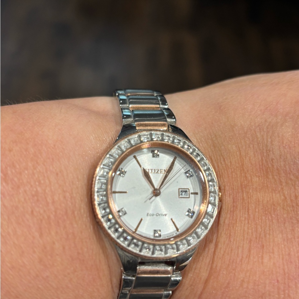 Citizen Eco-Drive Silver Crystal Watch